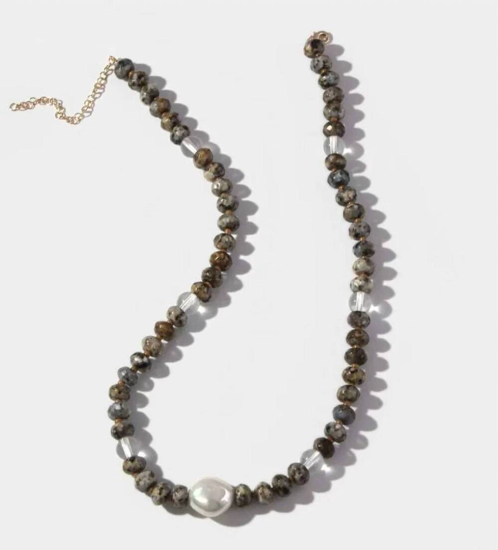 NEW MACRAE & CO women's beaded harvest necklace in mocha